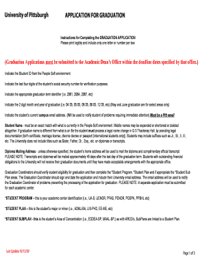 University of Pittsburgh Graduation Application