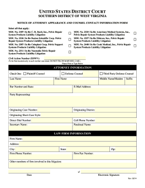 Notice of Attorney Appearance and Counsel Contact Information Form