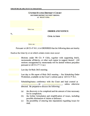 US District Court Order and Notice
