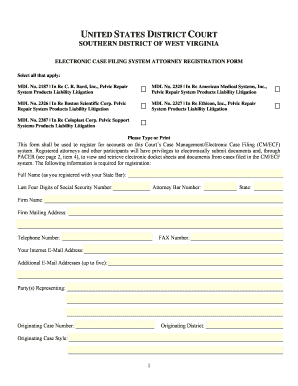 US District Court Attorney Registration Form