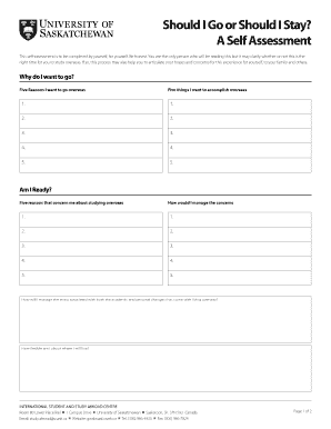 Study Abroad Self Assessment Form