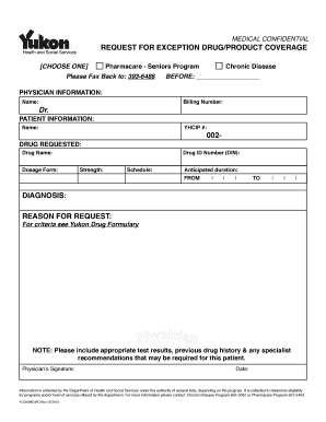 Medical Confidential Request for Exception Drug Coverage
