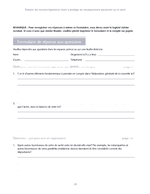 Formulaire de réponse aux questions