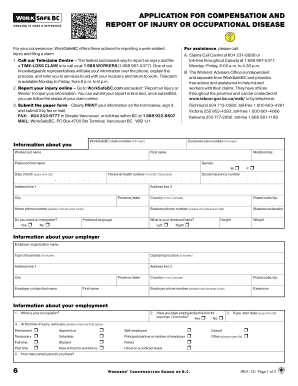 WorkSafeBC Injury Compensation Application
