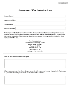 Feedback form sample - Government Office Evaluation Form