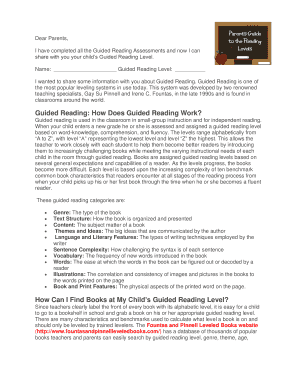 Guided Reading Level Assessment Notice