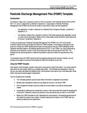 Pesticide Discharge Management Plan Template
