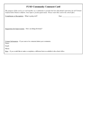 FUSD Community Comment Card