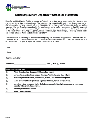 Equal Employment Opportunity Statistical Information Form