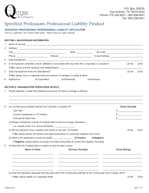 Professional Liability Application