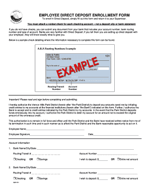 Employee Direct Deposit Enrollment Form
