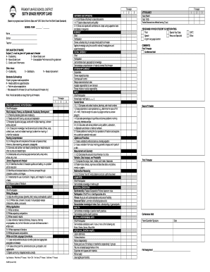 Fremont Unified School District Sixth Grade Report Card
