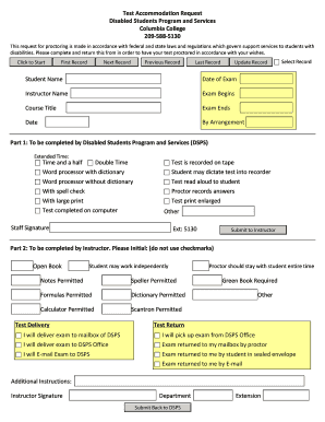 Test Accommodation Request Form