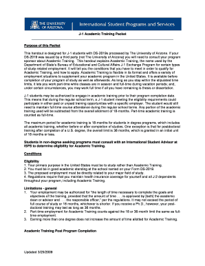 J-1 Academic Training Application Packet