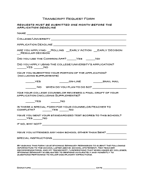 Transcript Request Form