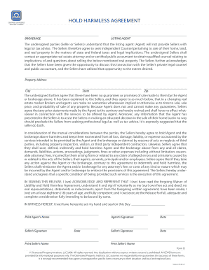 Hold Harmless Agreement for Real Estate Brokerage