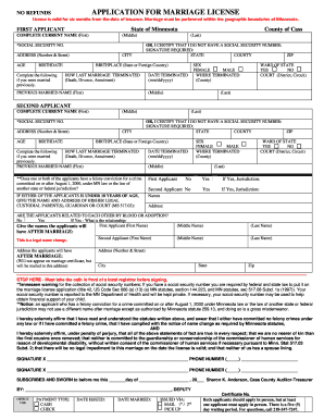 Minnesota Marriage License Application