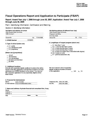 Fiscal Operations Report and Application to Participate (FISAP)