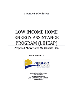 Louisiana LIHEAP Abbreviated Model Plan