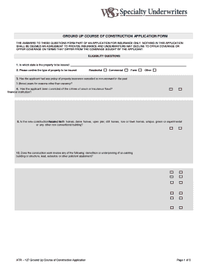 Ground Up Course of Construction Application Form