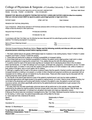 Molecular Genetic Testing Consent Form