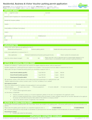 Residential Business Visitor Parking Permit Application