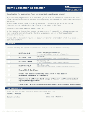 Home Education Application Form