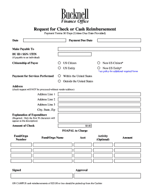 Request for Check or Cash Reimbursement