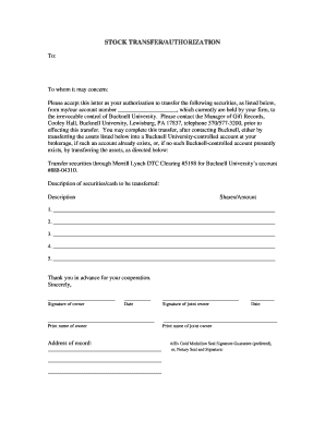 Stock Transfer Authorization Letter