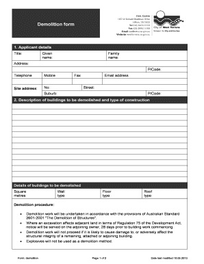 Demolition Permit Application Form