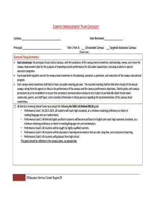 Campus Improvement Plan Checklist