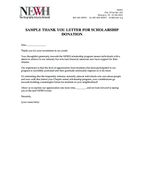 Fillable Online Sample Thank You Letter For Scholarship Donation