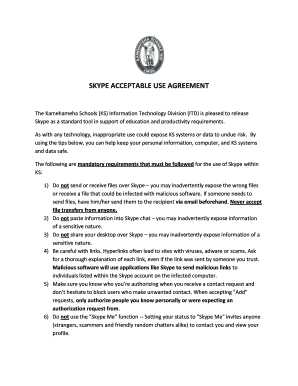 Skype Acceptable Use Agreement