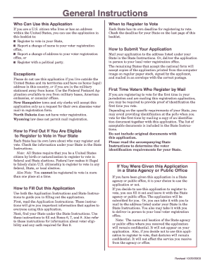 US Federal Voter Registration Form