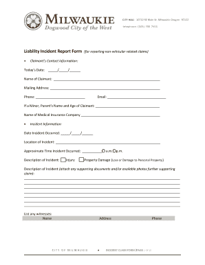 Liability Incident Report Form