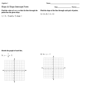 Algebra 1 Slope Worksheet