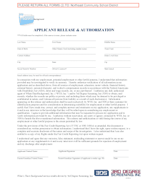 Applicant Release & Authorization Form