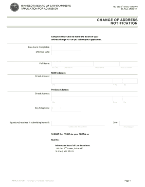 Minnesota Law Admission Change of Address Form
