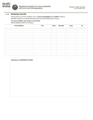 Minnesota Bar Exam Application