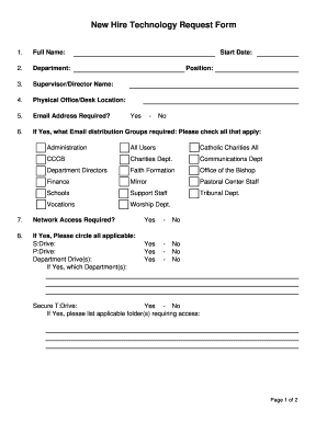 New Hire Technology Request Form