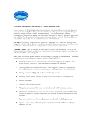 Consent for Sclerotherapy/Laser Therapy