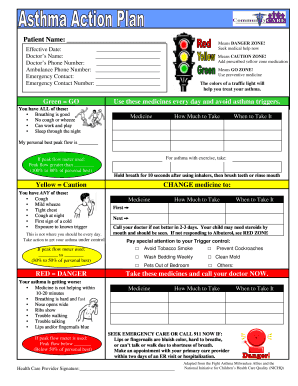 Asthma Action Plan Form