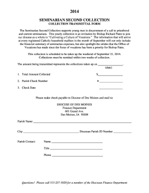 Seminarian Second Collection Transmittal Form