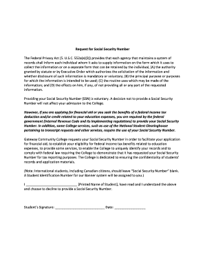 Request for Social Security Number