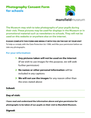 Photography Consent Form for Schools