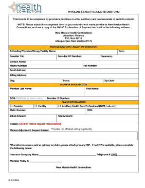 Physician Facility Claims Refund Form
