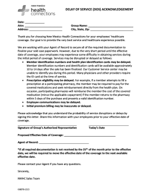 Delay of Service Acknowledgement