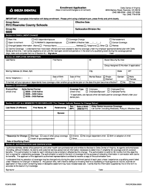 Delta Dental Enrollment Application