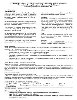 City of Middletown Business Return Form BR