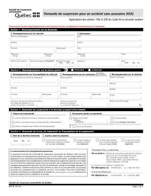 Demande de suspension pour un accident sans assurance (ASA)